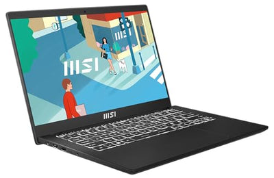 MSI Modern 14 Business Laptop, 35,7 cm (14,0") FHD, Intel Core i5 1235U, 16 GB DDR4 RAM, 512 GB SSD, Intel® Iris® Xᵉ Grafik, Windows 11 Home, QWERTZ Tastatur, schwarz, C12MO-1206