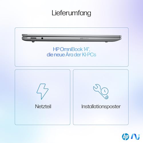 HP OmniBook Ultra Next Gen AI Laptop | AMD Ryzen AI 9 HX 375 mit dedizierte NPU für KI | 55 NPU TOPS | Copilot+ PC | 14" 2,8K IPS Touchscreen 400 Nits | 32 GB RAM | 1TB SSD | QWERTZ | Win11 | Silber