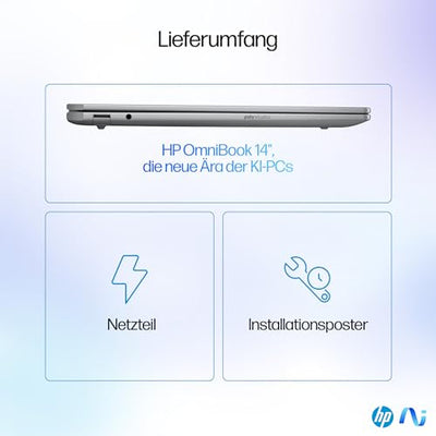 HP OmniBook Ultra Next Gen AI Laptop | AMD Ryzen AI 9 HX 375 mit dedizierte NPU für KI | 55 NPU TOPS | Copilot+ PC | 14" 2,8K IPS Touchscreen 400 Nits | 32 GB RAM | 1TB SSD | QWERTZ | Win11 | Silber