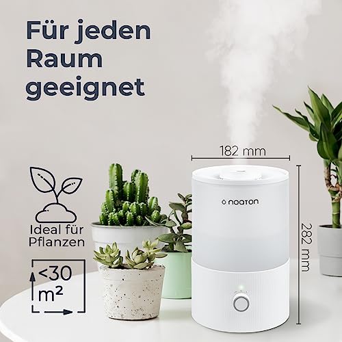 Noaton Essential Luftbefeuchter, 3,3L Top-fill, 33H Laufzeit, 7-Farben-Nachtlicht, Leiser Raumluftbefeuchter, 360°Drehbare, für Kinderzimmer und Pflanzen Schlafzimmer