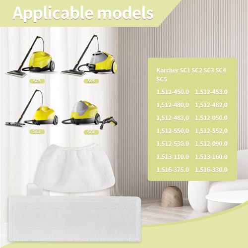 Awinker 8 Stück Mikrofaser-Überzugsset für Kärcher Dampfreiniger EasyFix SC3 SC5 SC4 SC2 4 Bodendüse 4 Handdüse Tuchset Zubehör