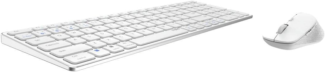 Rapoo 9700M kabelloses Tastatur-Maus Set Wireless Deskset 1600 DPI Sensor wiederaufladbarer Akku flaches Aluminium Design DE-Layout QWERTZ PC & Mac - weiß