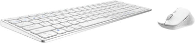 Rapoo 9700M kabelloses Tastatur-Maus Set Wireless Deskset 1600 DPI Sensor wiederaufladbarer Akku flaches Aluminium Design DE-Layout QWERTZ PC & Mac - weiß