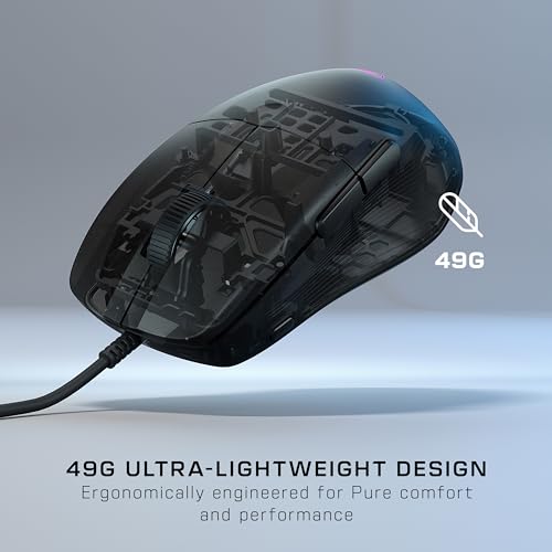 Turtle Beach Pure SEL – Ultraleichte, ergonomische RGB-Gaming-Maus, optischer 8K DPI-Sensor, mechanische Schalter, PTFE-Gleitelemente, RGB-Beleuchtung - Schwarz
