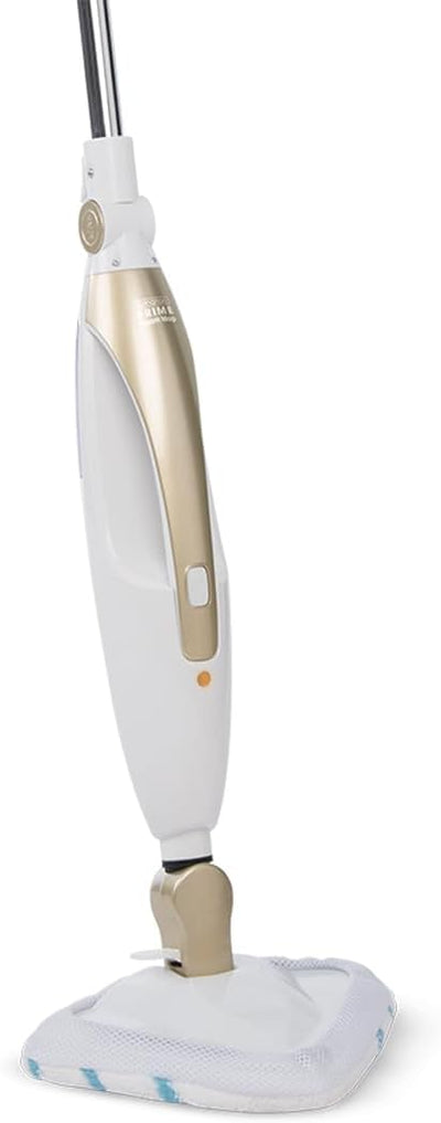LIVINGTON Prime Steam Mop – Dampfbesen mit Knickgelenk für schwer erreichbare Stellen – vielseitiger Dampfreiniger zur Reinigung von Böden, Polstern und mehr - für schonende Bodenreinigung