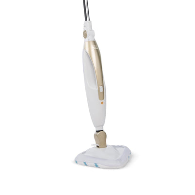 LIVINGTON Prime Steam Mop – Dampfbesen mit Knickgelenk für schwer erreichbare Stellen – vielseitiger Dampfreiniger zur Reinigung von Böden, Polstern und mehr - für schonende Bodenreinigung