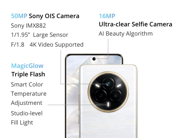 realme 14 Pro Smartphone 5g, 12 + 512GB,White,Sony IMX882 OIS AI Camera,Cold-Sensitive Color-Changing Design,5260 mAh Battery,IP69,120Hz Eye Protection Display,Amazon Exclusive (No Adapter)