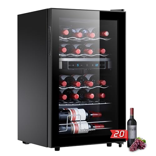 Kalamera Weinkühlschrank 2 Zonen, Touch-Bedienfeld,Schwarze Glastür, Verdeckter Griff, Flaschenkühlschrank 20 Flaschen, 68Liter, 5-18°C Kühlzone, KRC-68BFG