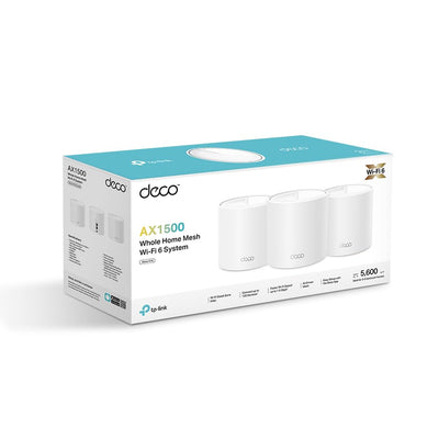 TP-Link Deco X1500 Mesh WLAN Set (3 Pack), 𝐖𝐢-𝐅𝐢 𝟔 AX1500 Dual Band Router & Repeater, 2X Gigabit Ports für Jede Einheit, für Häuser mit 4-5 Schlafzimmern, Umfassender Jugendschutz, WPA3