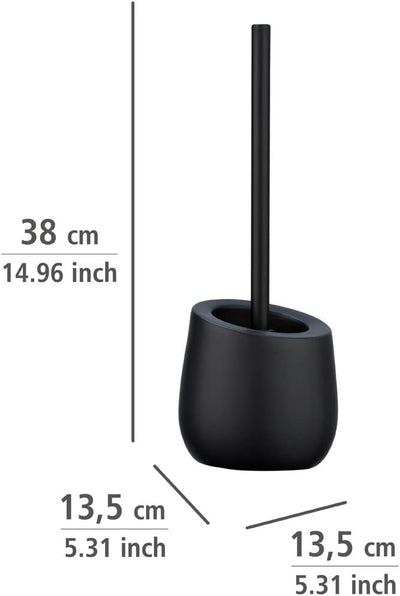 WENKO WC-Garnitur Badi Schwarz, hochwertige Keramik mit matter Oberfläche, inkl. WC-Bürste mit Silikon-Bürstenkopf und Anti-haft-Wirkung