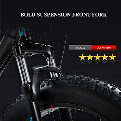 Wmmner Mountainbike 24/26 Zoll, Mountainbike Trail Bike für Erwachsene mit Fettreifen, 7/21/24/27/30, Rahmen aus Stahl mit hohem Kohlenstoffgehalt, doppelte Federung Com