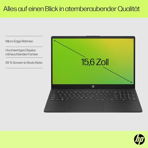 HP Laptop | 15,6" FHD Display | Intel Core i3-N305 | 8 GB DDR4 RAM | 512 GB SSD | Intel UHD Graphics | Windows 11 Home | QWERTZ | Jet Black