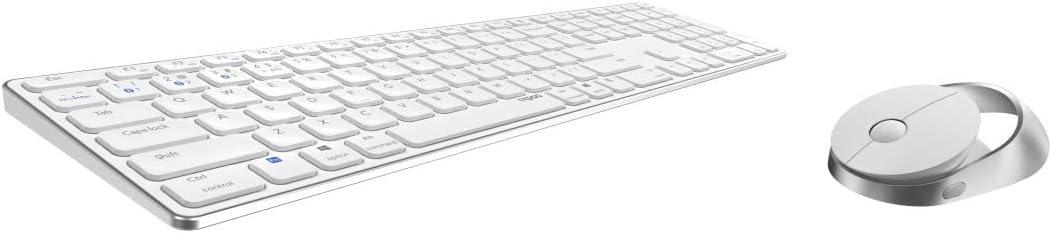 Rapoo 9850M kabelloses Tastatur-Maus Set Wireless Deskset 1600 DPI Sensor wiederaufladbarer Akku flaches Aluminium Design DE-Layout QWERTZ PC & Mac - weiß