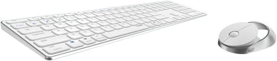 Rapoo 9850M kabelloses Tastatur-Maus Set Wireless Deskset 1600 DPI Sensor wiederaufladbarer Akku flaches Aluminium Design DE-Layout QWERTZ PC & Mac - weiß
