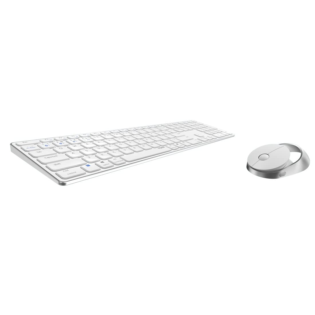 Rapoo 9850M kabelloses Tastatur-Maus Set Wireless Deskset 1600 DPI Sensor wiederaufladbarer Akku flaches Aluminium Design DE-Layout QWERTZ PC & Mac - weiß