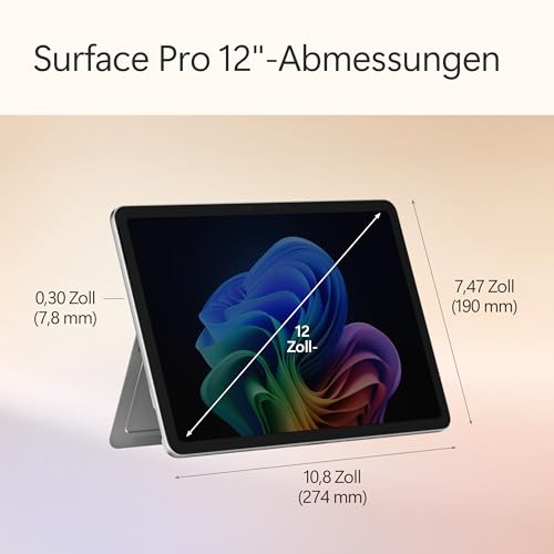 Microsoft Surface Pro | Copilot+ PC | 12” LCD Touchscreen | Snapdragon® X Plus | 16GB RAM | 512GB Speicher | Neuestes Modell | Platin
