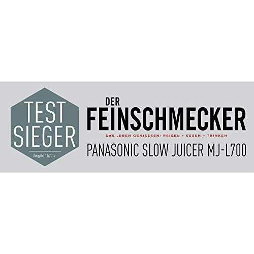 Panasonic Slow Juicer MJ-L700KXE, elektrische Fruchtpresse, Entsaften von ganzen Früchten und Gemüse, 75-mm Öffnung, schlankes Design, sicher und praktisch, Schwarz, Mattschwarz