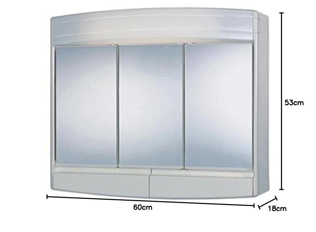 Sieper Spiegelschrank Topas Eco mit LED Beleuchtung 60 cm breit, Kunststoff Spiegelschrank in Weiß inkl. Steckdose