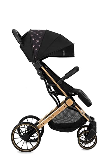 MoMi ESTELLE PLUS LIGHT Kinderwagen ab 6. Monat (bis 22 kg), klappbarer Buggy mit 5-Punkt-Sicherheitsgurt, Einkaufskorb und Liegefunktion, Teleskop-Stange zum Ziehen, steht nach dem Zusammenklappen
