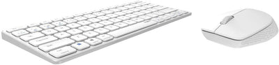 Rapoo 9600M kabelloses Tastatur-Maus Set Wireless Deskset 1300 DPI Sensor wiederaufladbarer Akku flaches Aluminium Design DE-Layout QWERTZ PC & Mac - weiß