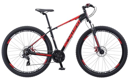 Schwinn Bonafide Herren Mountainbike Vorderradaufhängung 24-Gang 29-Zoll-Räder 43.2 cm Aluminiumrahmen Mattschwarz/Rot