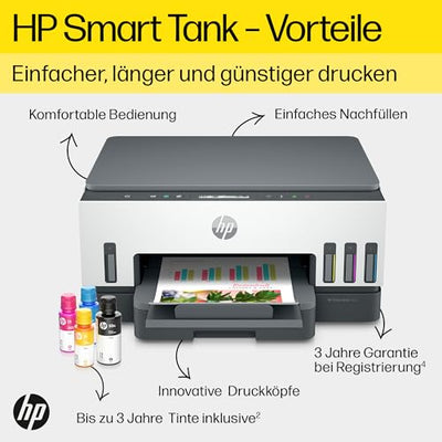 HP Smart Tank 7005 3-in-1 Multifunktionsdrucker, 20€ Cashback, (WLAN; Duplex-Druck) – 3 Jahre Tinte inklusive, 3 Jahre Garantie, großer Tintentank, hohe Reichweite, Drucken in hoher Qualität