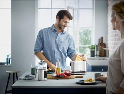 WMF Küchenminis 1-Scheiben Toaster Langschlitz XXl-Toast, Mini Toaster mit Brötchenaufsatz 7 Bräunungsstufen Überhitzungsschutz 600W Edelstahl matt