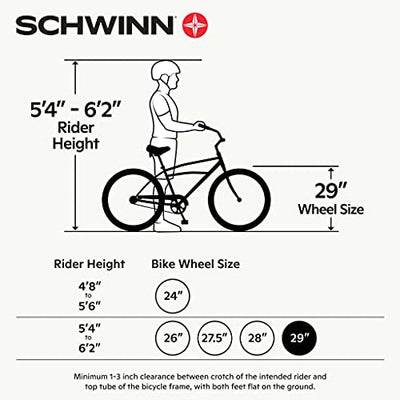Schwinn Bonafide Herren Mountainbike Vorderradaufhängung 24-Gang 29-Zoll-Räder 43.2 cm Aluminiumrahmen Mattschwarz/Rot