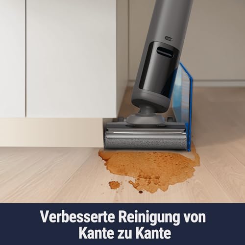 OSOTEK H200 Pro Wischsauger, 180° Flacher Saugwischer mit 58℃ Bürste Heißlufttrocknung, kabelloser Nass Trockensauger, 2 Seite Kantenreinigung, LED-Anzeige, Selbstreinigung mit 2-Richtungrotation