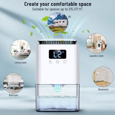 Luftentfeuchter Elektrisch Entfeuchter Keller 1300mL Raumentfeuchter klein Dehumidifier Automatisches Abtauen Mit 7 Farbe Nachtlicht Schlafmodus Entfeuchter Leise für Wohnung Badezimmer Schlafzimmer