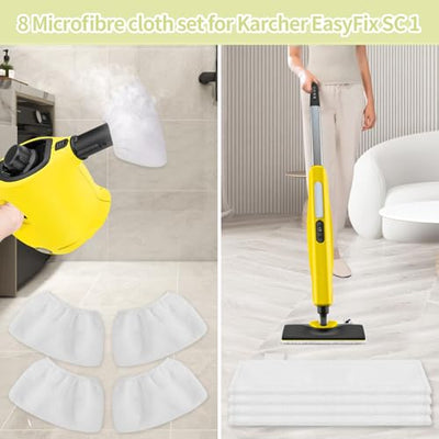 Awinker 8 Stück Mikrofaser-Überzugsset für Kärcher Dampfreiniger EasyFix SC3 SC5 SC4 SC2 4 Bodendüse 4 Handdüse Tuchset Zubehör