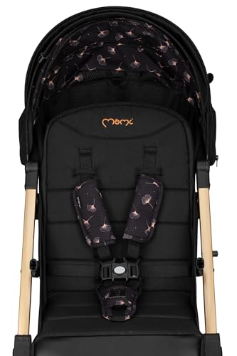 MoMi ESTELLE PLUS LIGHT Kinderwagen ab 6. Monat (bis 22 kg), klappbarer Buggy mit 5-Punkt-Sicherheitsgurt, Einkaufskorb und Liegefunktion, Teleskop-Stange zum Ziehen, steht nach dem Zusammenklappen