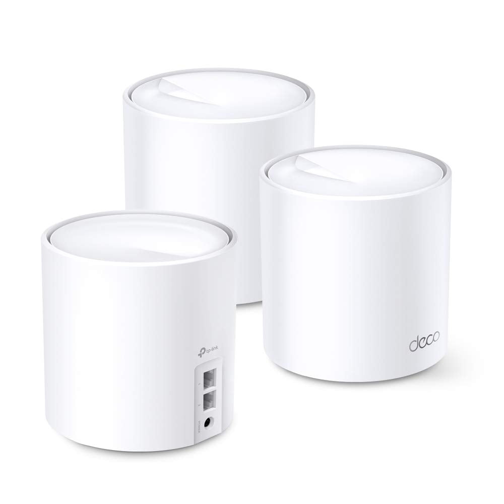 TP-Link Deco X20 Mesh WLAN Set (3 Pack), Wi-Fi 6 AX1800 Dual Band Router & Repeater, 2x Gigabit Ports für jede Einheit, empfohlen für Häuser mit 4-6 Schlafzimmern, Umfassender Jugendschutz, WPA3