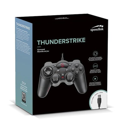 Speedlink THUNDERSTRIKE PC Gamepad - Gaming Controller PC mit USB Kabel, Schnell- und Auto-Feuer-Funktion, robuste Bauweise, DirectInput analog/digital, 1,7m Kabellänge, schwarz