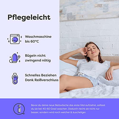 Wolkenfeld Bettwäsche 135x200 weiß - kuschlig weich & bügelfrei - ÖKO-TEX Zertifiziert - 1x Bettbezug + 1x Kissenbezug 80x80