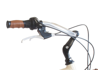 Airbici Fahrrad Beachcruiser Damen 26" Beige | City-Bike | BeachCruiser Bike 26 Zoll 6-Gang, Aluminiumrahmen, Schutzbleche, LED-Licht und Gepäckträger