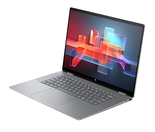 HP Envy x360 2-in1 Convertible Laptop PC | AMD Ryzen 5 8640HS | KI optimiert | 16” WUXGA Touchscreen | 16GB RAM | 512GB SSD | AMD Radeon-Grafikeinheit | Windows 11 Home | QWERTZ Copilot Key | Silber