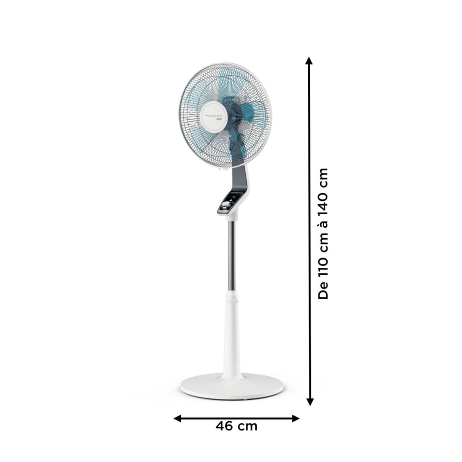 Rowenta VU5640 Standventilator Turbo Silence Extreme | 4 Geschwindigkeitsstufen | Nachtmodus | Turbostufe | Automatische Oszillation | Bis zu 80 m³/Min. Luftzirkulation, Grau/Antrazit/Weiß