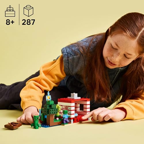 LEGO Minecraft Das TNT-Dschungelhaus - Gamer Spielzeug für Kinder - Interaktives Spielset mit Boot, Steve-, Creeper- und Zombie Minifiguren - Gaming Geschenk für Mädchen & Jungen ab 8 Jahren - 21275