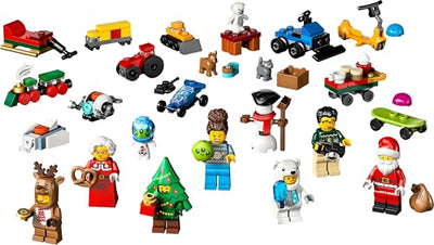 LEGO City Adventskalender 2025 - Weihnachten Spielzeug mit 24 Überraschungen - Zug, Auto & Traktor sowie 7 Minifiguren - Kalender zum Bauen - Geschenk für Jungen und Mädchen ab 5 Jahren – 60475