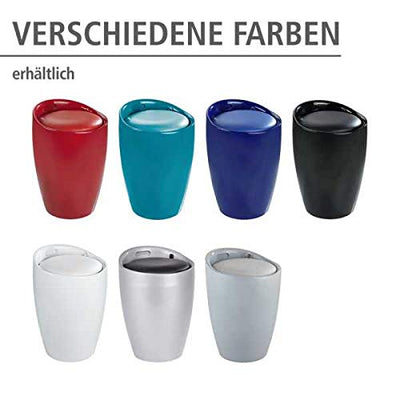 WENKO Badhocker Mod. Candy Weiß, Hocker mit Stauraum für das Badezimmer und Wohnzimmer, integrierter Wäschesammler, ABS-Kunststoff, BPA-frei, Fassungsvermögen 20 L, Ø 36 x 50,5 cm