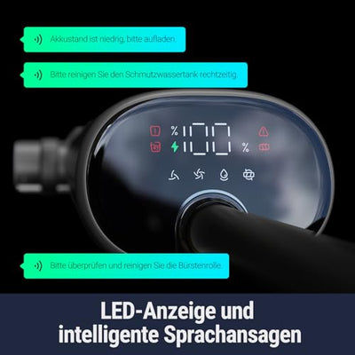 OSOTEK H200 Pro Wischsauger, 180° Flacher Saugwischer mit 58℃ Bürste Heißlufttrocknung, kabelloser Nass Trockensauger, 2 Seite Kantenreinigung, LED-Anzeige, Selbstreinigung mit 2-Richtungrotation