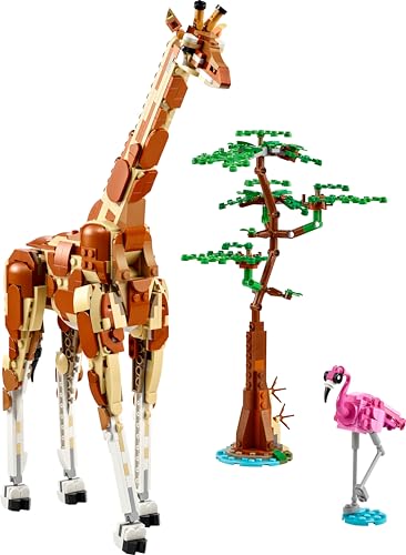 LEGO Creator 3in1 Tiersafari, Kreativ-Set mit Tierfiguren, 3 Baumöglichkeiten: Spielzeug-Giraffe, Gazellen und Löwe, Spielzeug-Tiere für Mädchen und Jungen, Natur-Geschenk für Kinder ab 9 Jahren 31150