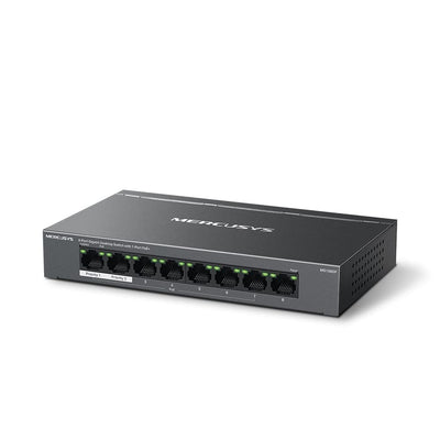 Mercusys MS108GP PoE Switch 8-Port Gigabit LAN Switch mit 7 PoE+ Ports, bis zu 30 W pro PoE-Port und 65 W für alle PoE-Ports, 802.3af/at PoE, lüfterlos, Plug-and-Play, Robustes Metallgehäuse