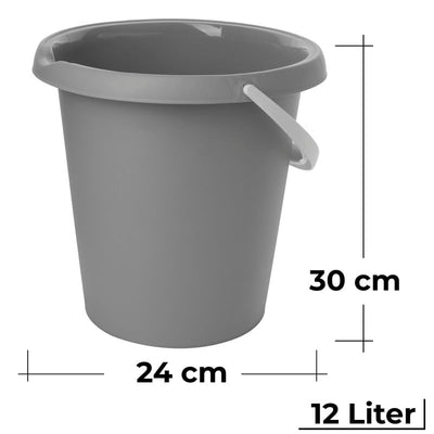 2friends Eimer mit Auguss, 2er Set Putzeimer, 10L, robuster Kunststoff, Farbe: Hellgrau, langlebig und vielseitig, mit Tragegriff, Made in EU