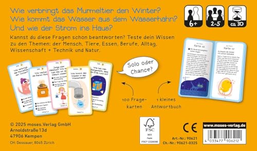 moses. Das Wie-Quiz, Kinder Wissensquiz mit 100 spannenden Wie-Fragen, Kinderquiz rund um Allgemeinwissen, Ratespiel für neugierige Kids ab 6 Jahren, Yellow