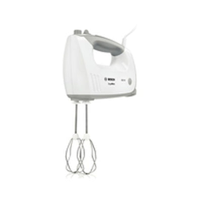 Bosch Hausgeräte ErgoMixx MFQ36400, 2 Rührbesen, 2 Edelstahl-Knethaken, spülmaschinengeeignet, 5 Stufen plus Turbostufe, 450 W, weiß