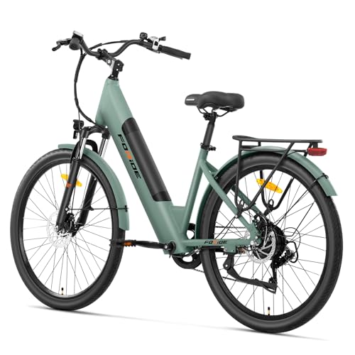 Foride Roamer 1 ST 27,5" E-Bike für Erwachsene, 7 Gang Elektrofahrrad mit Austauschbarem 36V 13Ah Akku, 250W Motor, 25 km/h und 100km Reichweite E-Bike Damen Herren für Städtische Pendler (Grün)