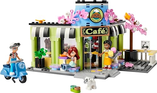 LEGO Friends Heartlake City Café, Kinderspielzeug, Spielzeug-Bäckerei, Geschenkidee für Mädchen und Jungen ab 6 Jahren, Set mit 3 Spielfiguren und Hundefigur 42618