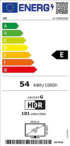 JVC LT-50VA3355 50 Zoll Fernseher/Android Smart TV (4K Ultra HD, HDR Dolby Vision, Triple-Tuner, Bluetooth, Dolby Atmos) [2023], Schwarz
